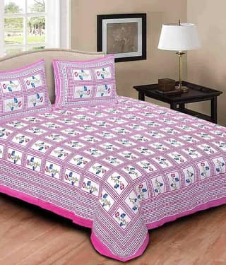 Bombay Spreads Cotton King Bedsheet ( Pink )