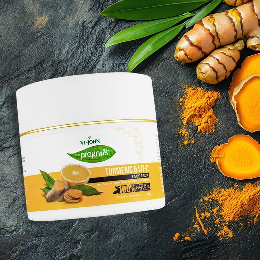VI-JOHN Prakritik Turmeric & Vitamin C Facepack for Men & Women | 100gm | Even-tone | Younger Looking Skin | 100% Natural Bio Actives | Cruelty-free | Paraben Free | Vegan | Dermatologist Approved | All Skin Types view 4