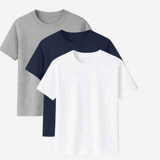 Navy, Grey & White 3 Pack Short Sleeve T-Shirts
