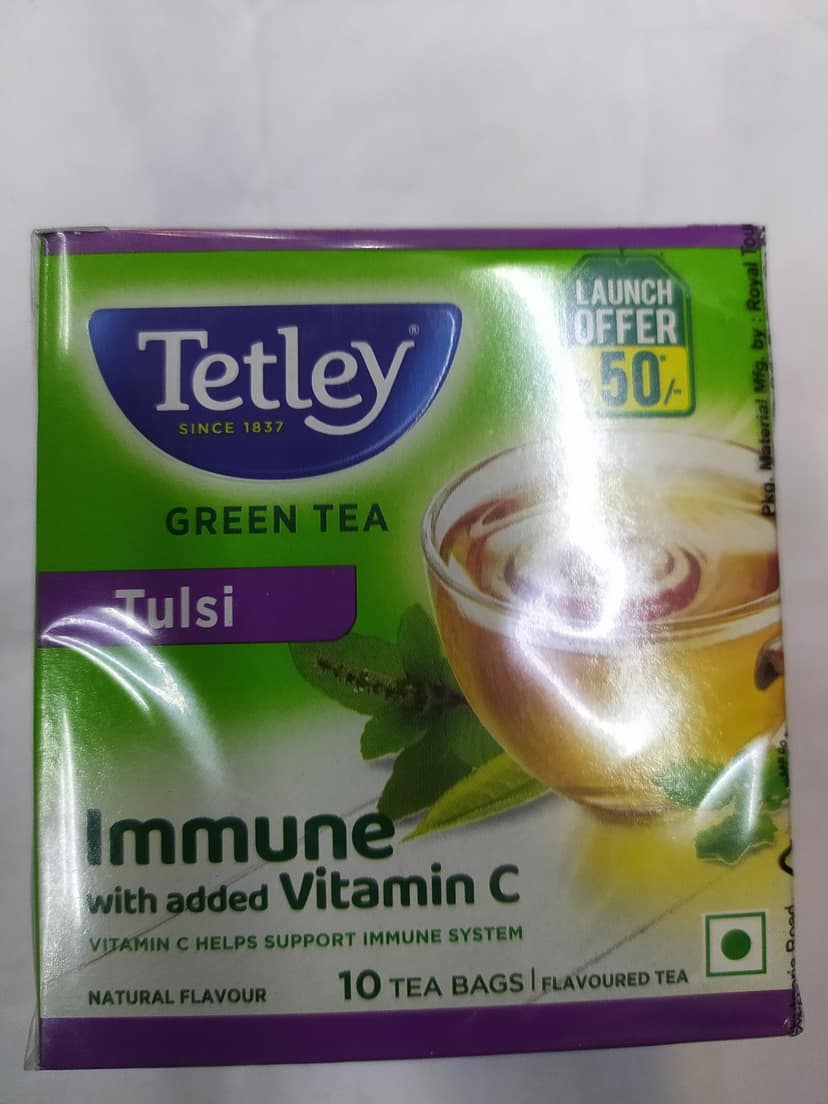 Tetley Green tea Tulsi 10 tea bags flavoured tea