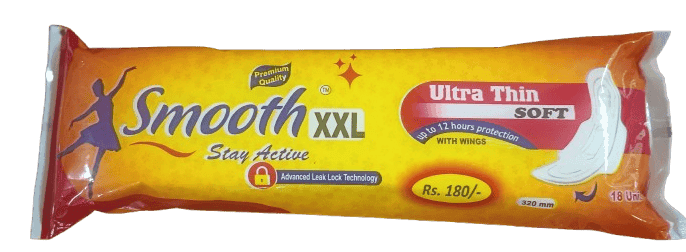 Smooth XXL Ultra Thin Soft Sanitary Pads with Wings - 18 Count