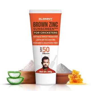Elemnt Brown Zinc Sunscreen Spf 50 Zinc Suncream,Broad Spectrum Pa+++ With Aloe Vera For Dry Skin Formulated For Heavy Sun Exposure Water Resistant Sunscreen For Cricketers & Sports|Men & Women 50 Gm Elemnt Brown Zinc Sunscreen Spf 50 Zinc Suncream,Broad