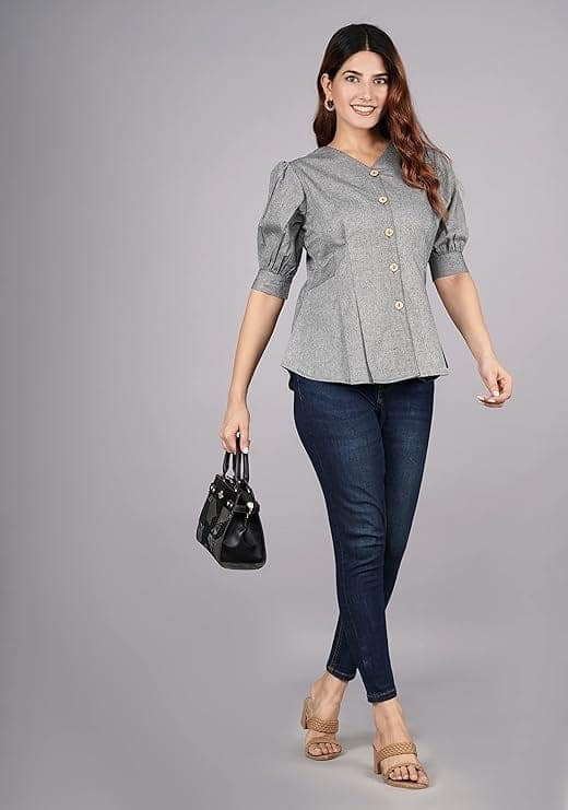 Radhey Textiles Presents Girls Top 'V' Neack Button South Cotton Top for Girls view 3