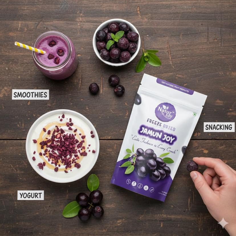 NaturDry Freeze-Dried Jamun Joy | 100% Natural, No Added Sugar, Gluten Free | Healthy Snack | 20g view 3