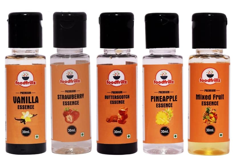 foodfrillz Vanilla, Butterscotch, Chocolate, Mix Fruit & Strawberry Food Essence for cake,Cookies,Ice Creams,Sweets, Pack of 5