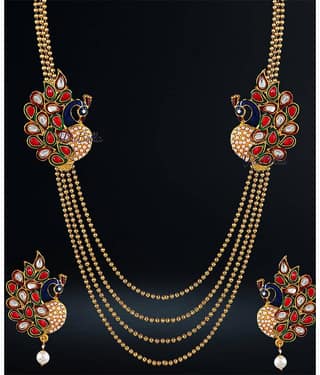 YOUBELLA Golden Alloy Necklace Set ( Pack of 1 )