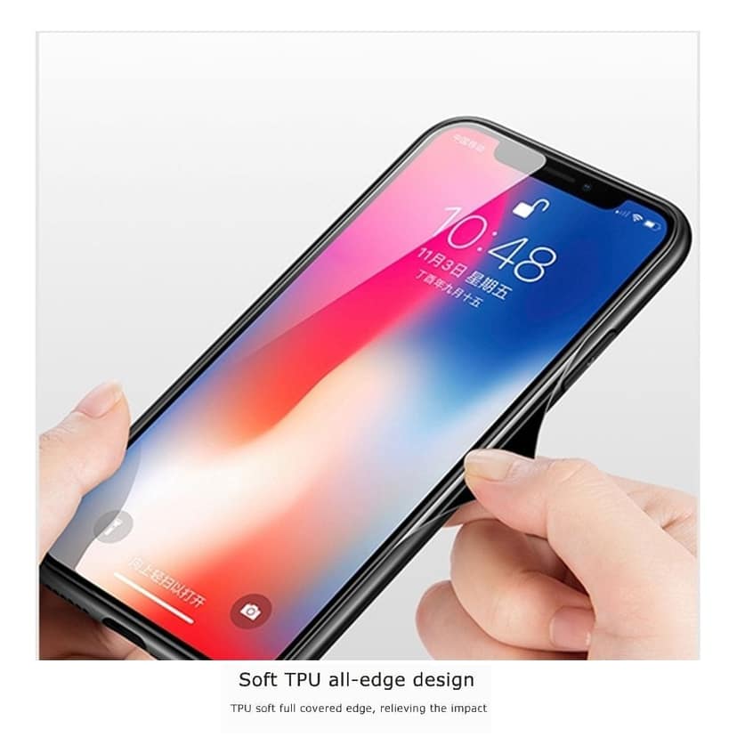 Memumi Crystal Series Tempered Glass Back Cover for Apple iPhone Xs - Dancing-Black) (5.8") view 5