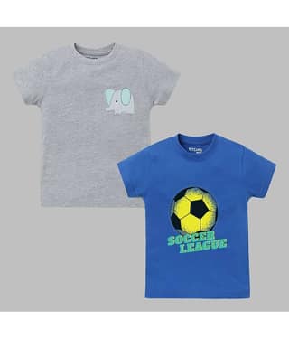ETCHED DESIGN Pack of 1 Boys Cotton T-Shirt ( Multicolor )