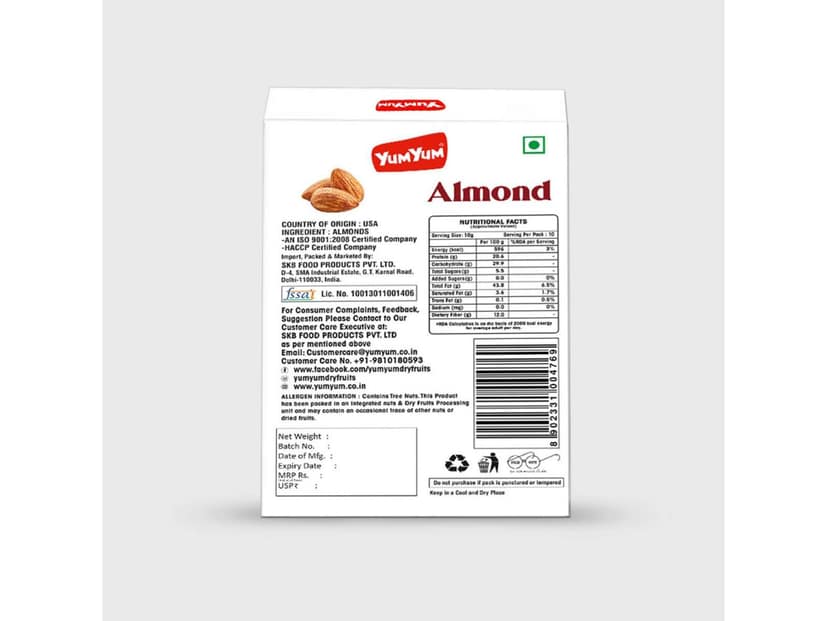 Yum Yum California Almonds 100 gm - YUM YUM - 100 Gram view 2