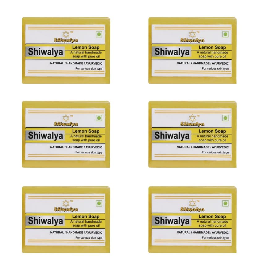 SHIWALYA Natural Lemon Soap || Handmade Bathing Soap || Herbal Soft & Radiant Skin || Suitable for All Skin Types (Pack of 6)