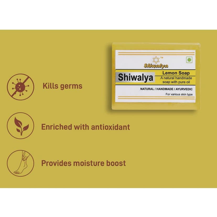 SHIWALYA Natural Lemon Soap || Handmade Bathing Soap || Herbal Soft & Radiant Skin || Suitable for All Skin Types (Pack of 6) view 4