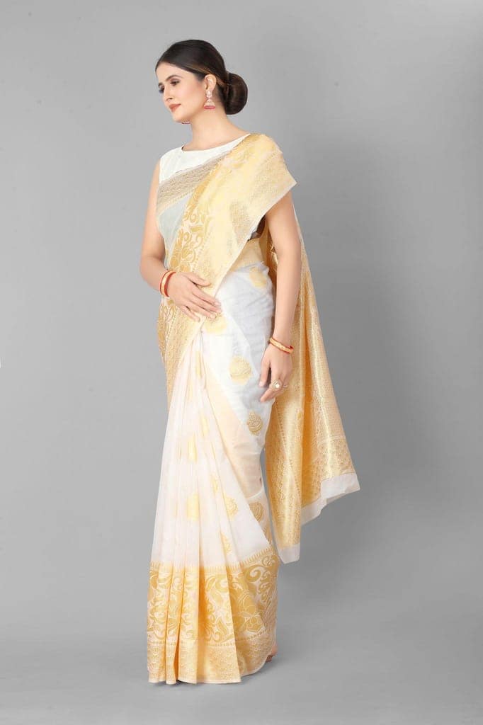 Women Golden Weaving Work Saree with Rich Pallu view 2