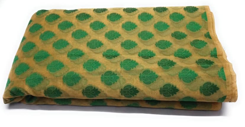 Women Chanderi Blend Cotton Banarasi Fabric for Blouse, Ethnic Wear, Evening Gowns, and Home Decor view 6
