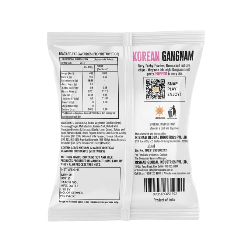 Mr Makhana Corndon Korean Gangnam Popped Corn Chips Pack of 3 50 g Each view 3