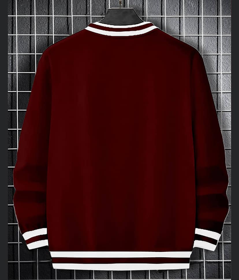 AOOSH Cotton Blend Regular Fit Striped Full Sleeves Men's V-Neck T-Shirt - Maroon ( Pack of 1 ) view 2