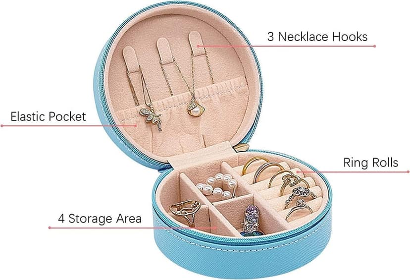Round Mini PU Leather Small Jewelry Box view 3
