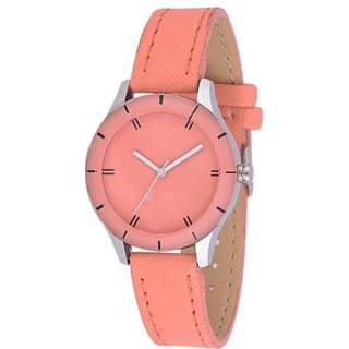 HRV CutGlass Orange Leather Women Watch BY HRV