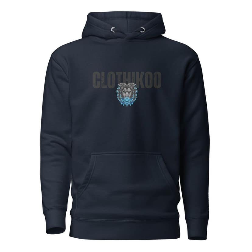 Clothikoo Premium Lion Printed Edition Hoodie (400 GSM, Navy Blue Colour) view 2
