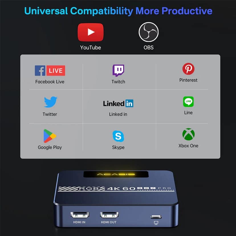 ACASIS 4K60fps Video Capture Card for Gaming and Streaming, VRR Support, External Capture Card for Xbox Series X/S, Xbox One, PS5, PS4/Pro, PC/Mac view 7