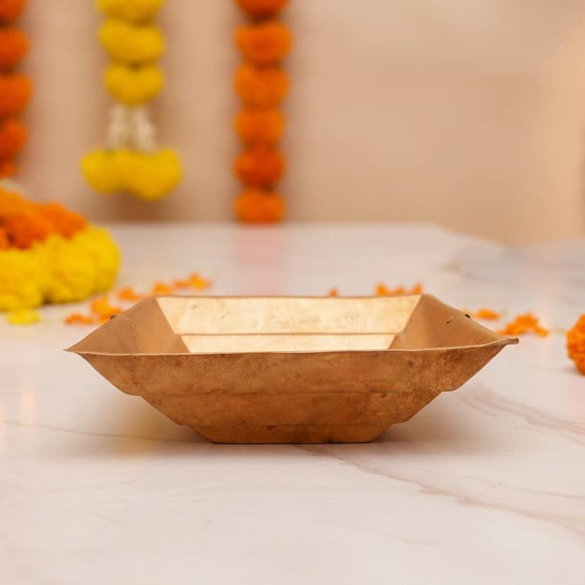 Copper Hawan Kund | Premium Yagya Kund for Religious Rituals, Length : 14 Inch (ZMAS294 M)