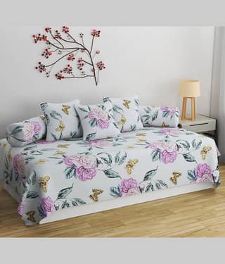 SHOMES Cotton Floral Diwan Set 6 Pcs - Multi
