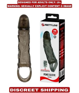 PRETTY LOVE JUMBO HEAD 6.9 INCH REUSABLE WASHABLE SILICONE VIBRATING PENIS SLEEVE BY KAMAHOUSE
