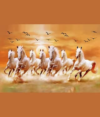 wallpics Seven Running Horses Waterproof Sticker Vinyl Photo Wall Poster Without Frame