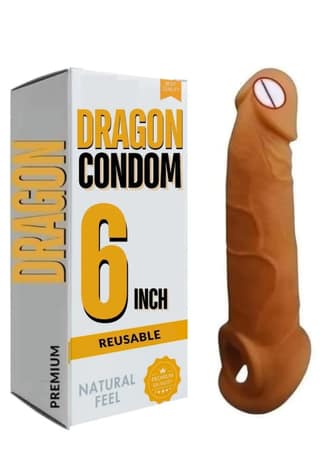Dragon Condom for Men 6 Inch Premium Textured Ribbed and Dotted Design with Smooth Lubrication (Pack of 1)