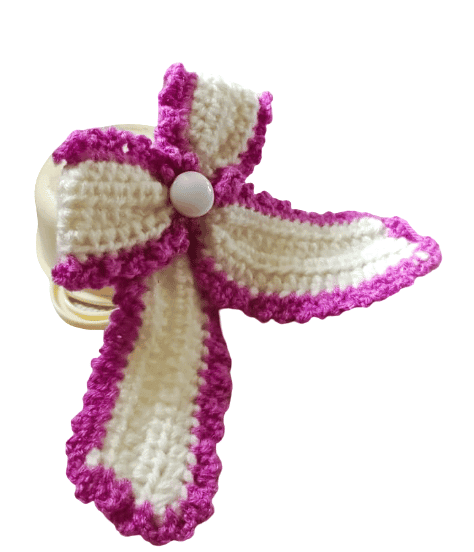 Handmade Crochet Ribbon Bow Applique view 3