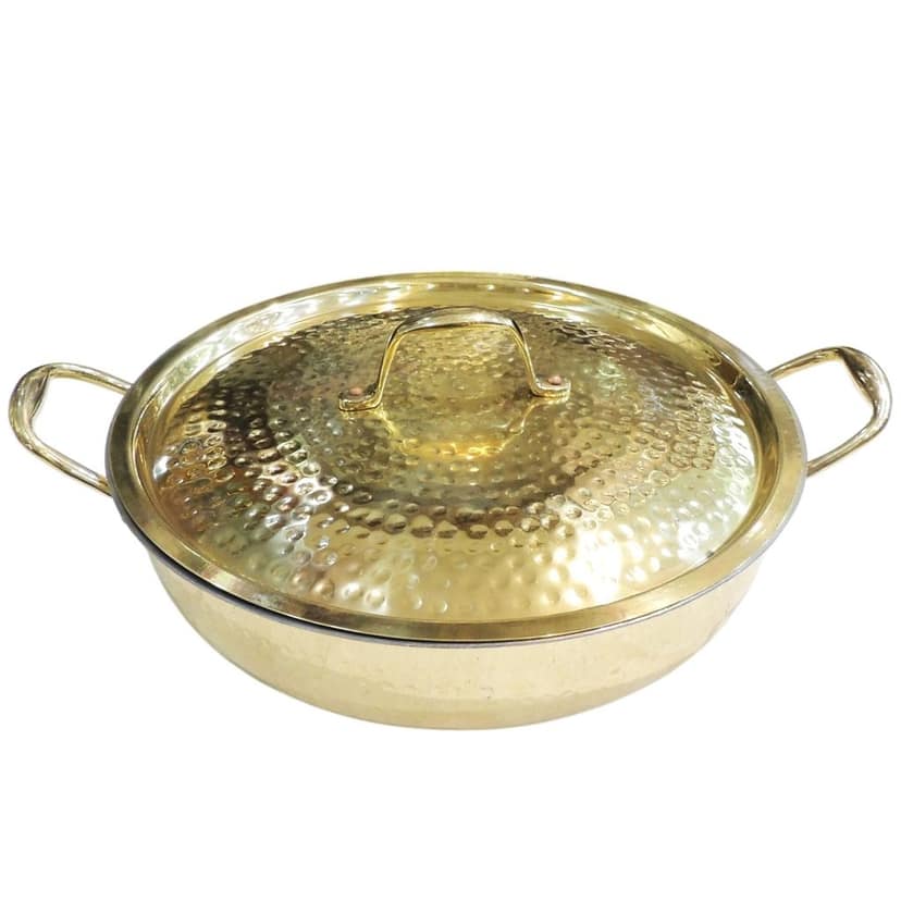 Pure Brass Kadhai with Handle | Heavy Duty Handmade Brass Wok for Frying & Traditional Cooking (BCMAS206 D) view 3