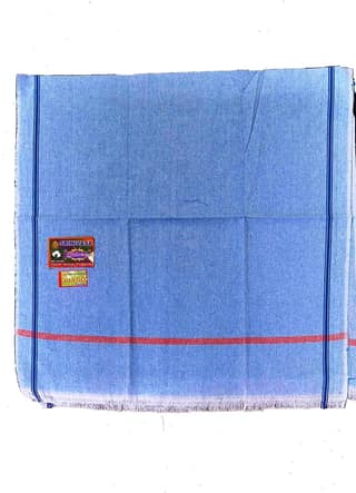 SRINIVASA Fabrics Light Blue 100% Cotton Dhoti - Traditional South Indian Wear