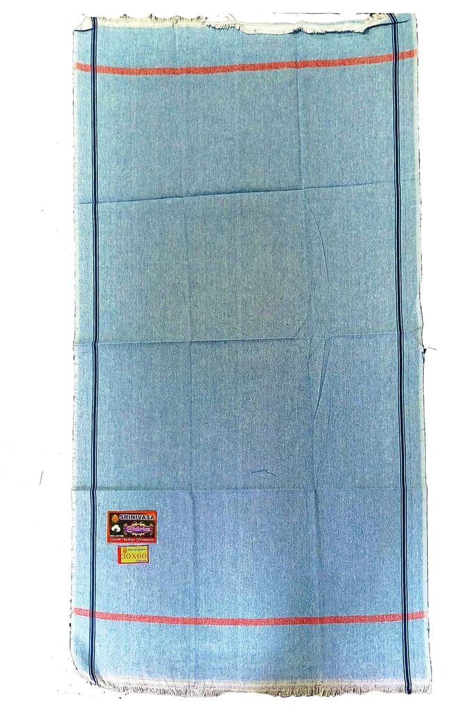 SRINIVASA Fabrics Light Blue 100% Cotton Dhoti - Traditional South Indian Wear view 3