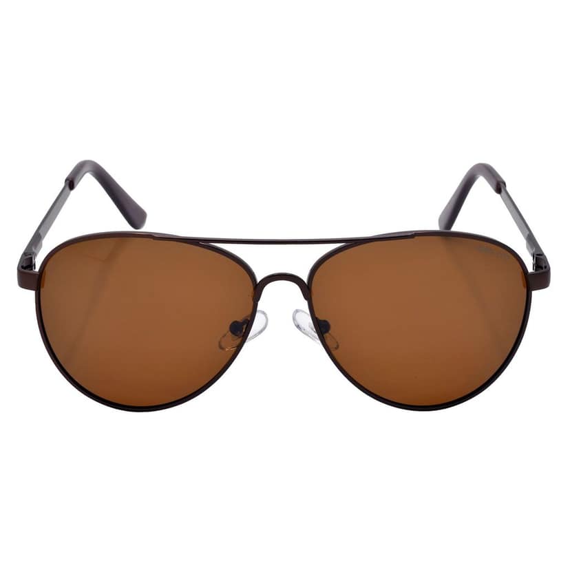 Stylish Pilot Full-Frame Metal Polarized Sunglasses for Men and Women | Brown Lens and Brown Frame | HRS-KC1015-BWN-BWN-P view 3