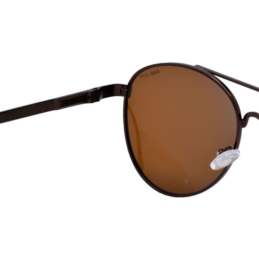 Stylish Pilot Full-Frame Metal Polarized Sunglasses for Men and Women | Brown Lens and Brown Frame | HRS-KC1015-BWN-BWN-P view 5