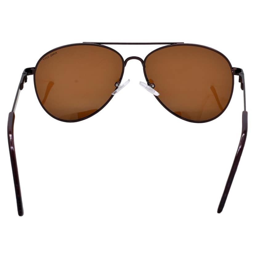 Stylish Pilot Full-Frame Metal Polarized Sunglasses for Men and Women | Brown Lens and Brown Frame | HRS-KC1015-BWN-BWN-P view 6