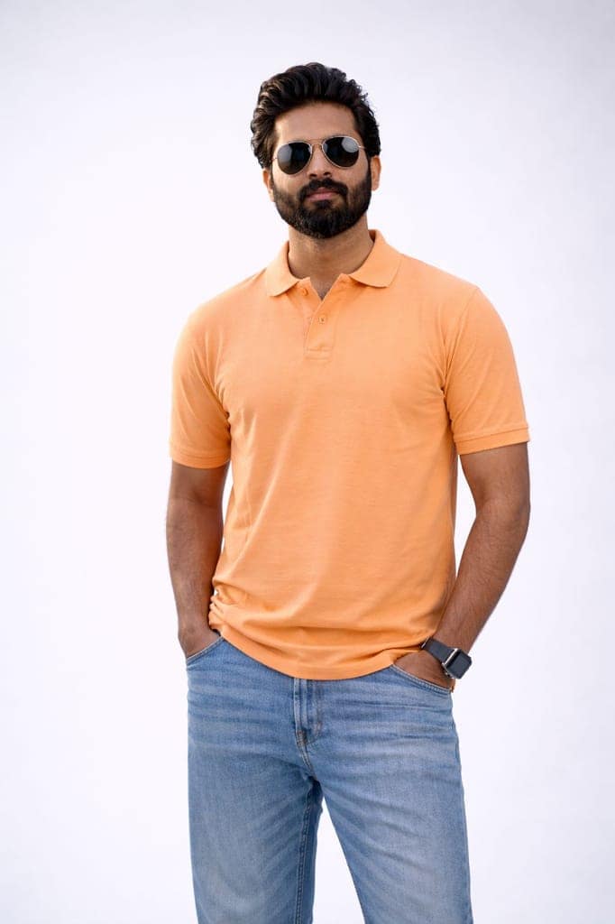 Peach Polo Tees for Men view 2