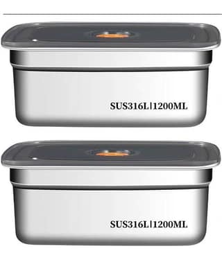RAVISTRA Fridge Storage box Steel Silver Food Container ( Set of 3 )