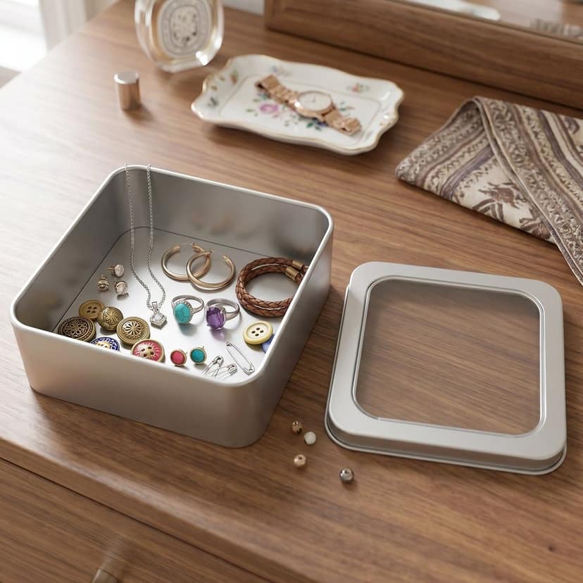 Storage Tin Box – Durable, Clear-Window with Secure Lid for Small Items view 2