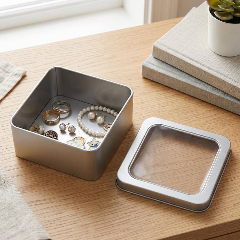 Storage Tin Box – Durable, Clear-Window with Secure Lid for Small Items view 3