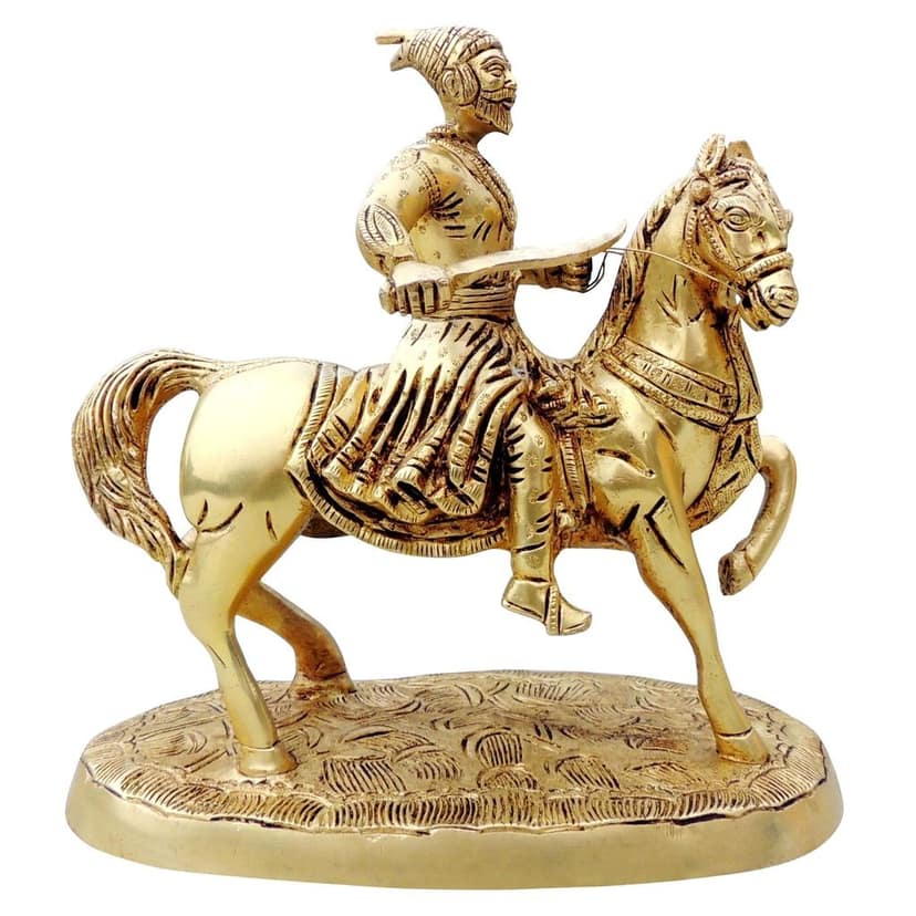 Brass Shivaji Maharaj Statue - Handcrafted Historical Showpiece, Height : 9.5 Inch (BSMAS1641 E) view 3