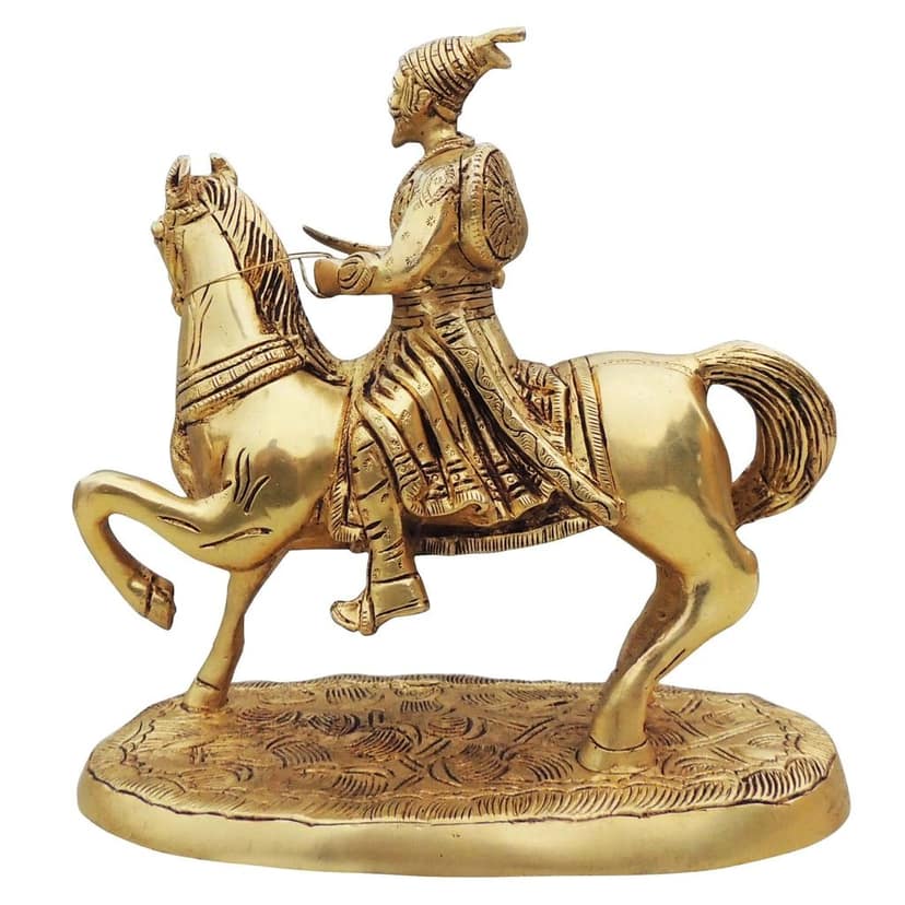 Brass Shivaji Maharaj Statue - Handcrafted Historical Showpiece, Height : 9.5 Inch (BSMAS1641 E) view 4