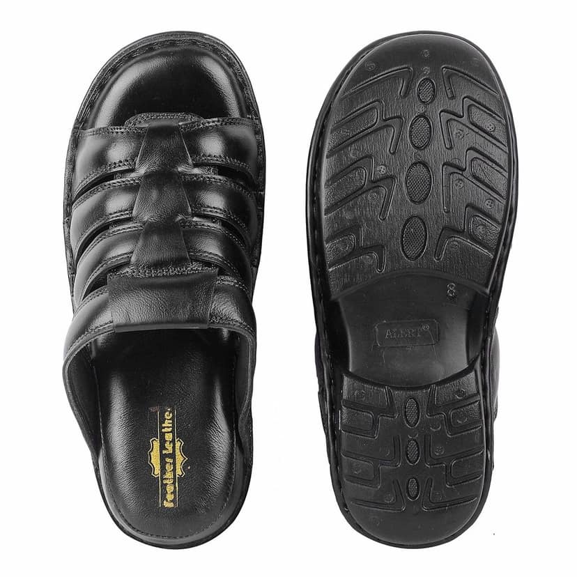 FEATHER LEATHER Men's Genuine Leather Comfortable & Fashionable Flip Flops Sandals & Slippers | Casual Indoor/Outdoor/Chappal view 7