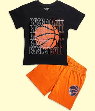 Be Awara Pack of 1 Boys Cotton T-Shirt & Shorts Set ( Black )