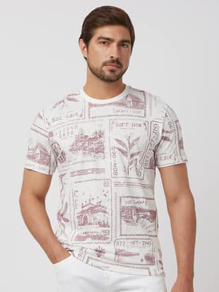 Off White Stamp Print Slim Fit T-Shirt