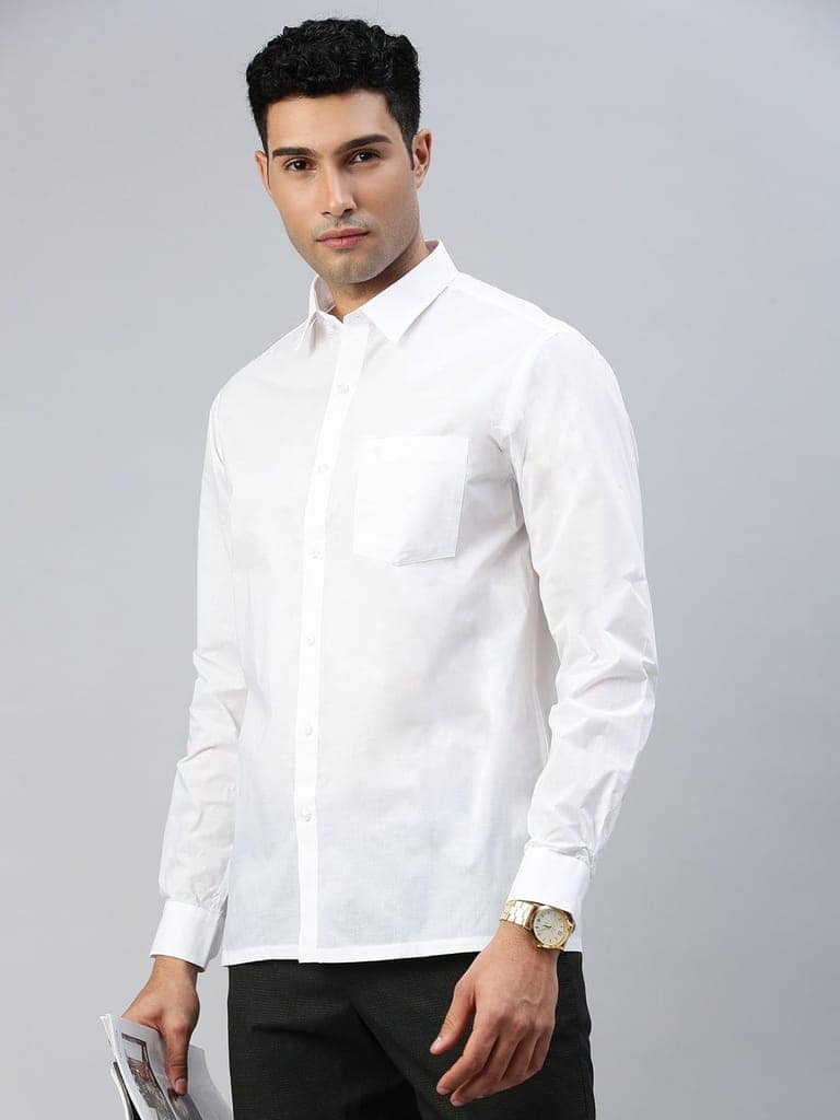Mens 100% Cotton White Full Sleeves Shirt Justice White view 2