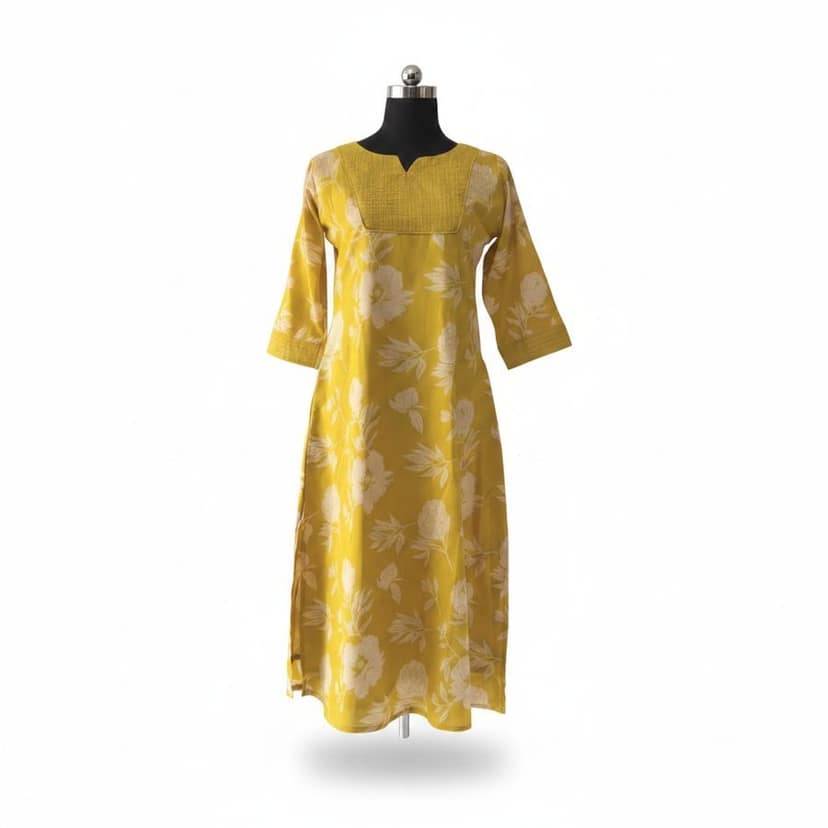 Yellow Floral Printed Kurti