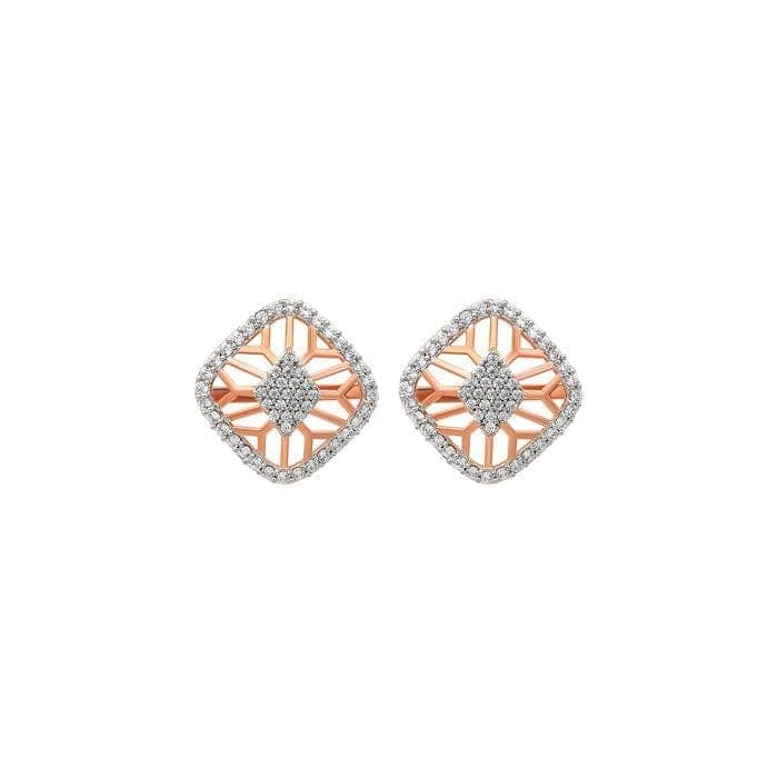 18K Two Tone Rose Gold Silver Quadrant Necklace Set view 7