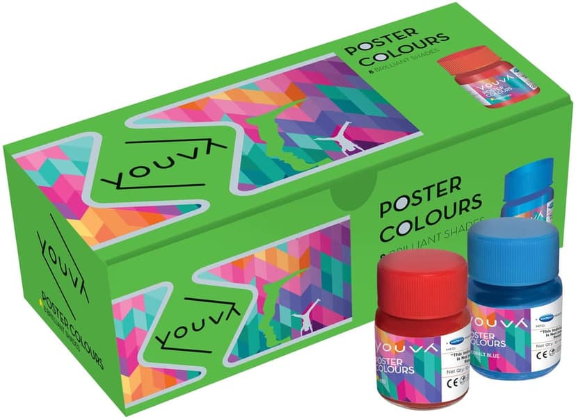 Navneet Youva Canvas Painting Kit with 3 Canvas Boards of 10 X 12 Inch, 7 Mix Brushes and Poster Colours Pack of 8, White (35273) view 3