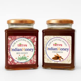 IndianHoney Red Honey with Cinnamon Honey Combo (Pack of 2) | Pure & Natural | 1kg (500g Each) | Unprocessed & Unfiltered Natural Sweetener