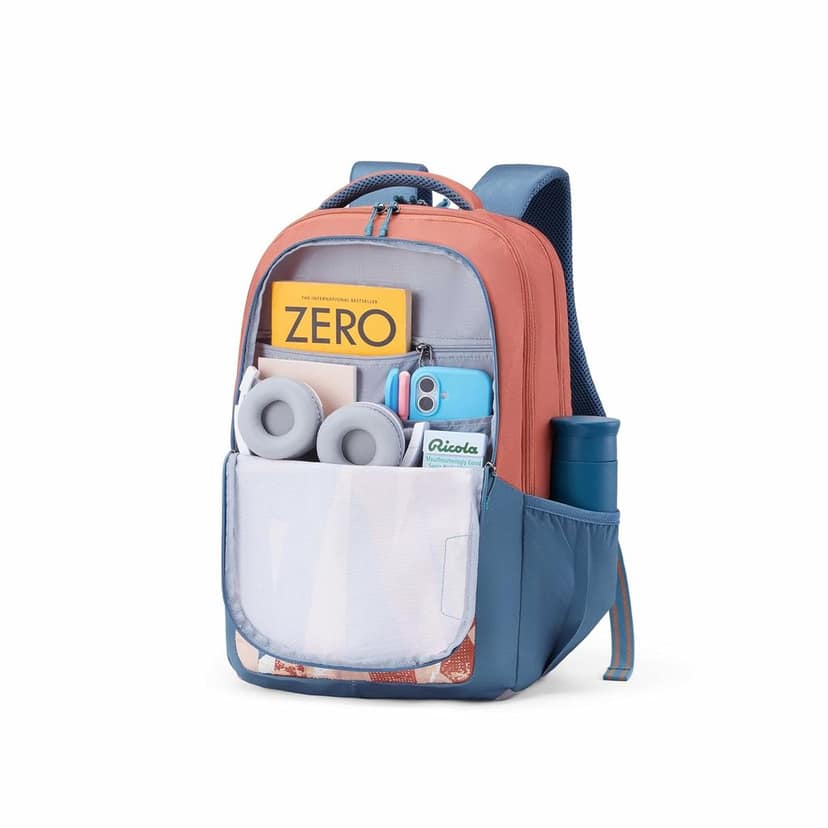 Stan | 35 Ltrs | 3 Compartments | Bottle Pocket | Ergonomic Padded Back Panel & Shoulder Straps | Secondary School Backpack | 1 Year International Warranty | Rust Green view 2